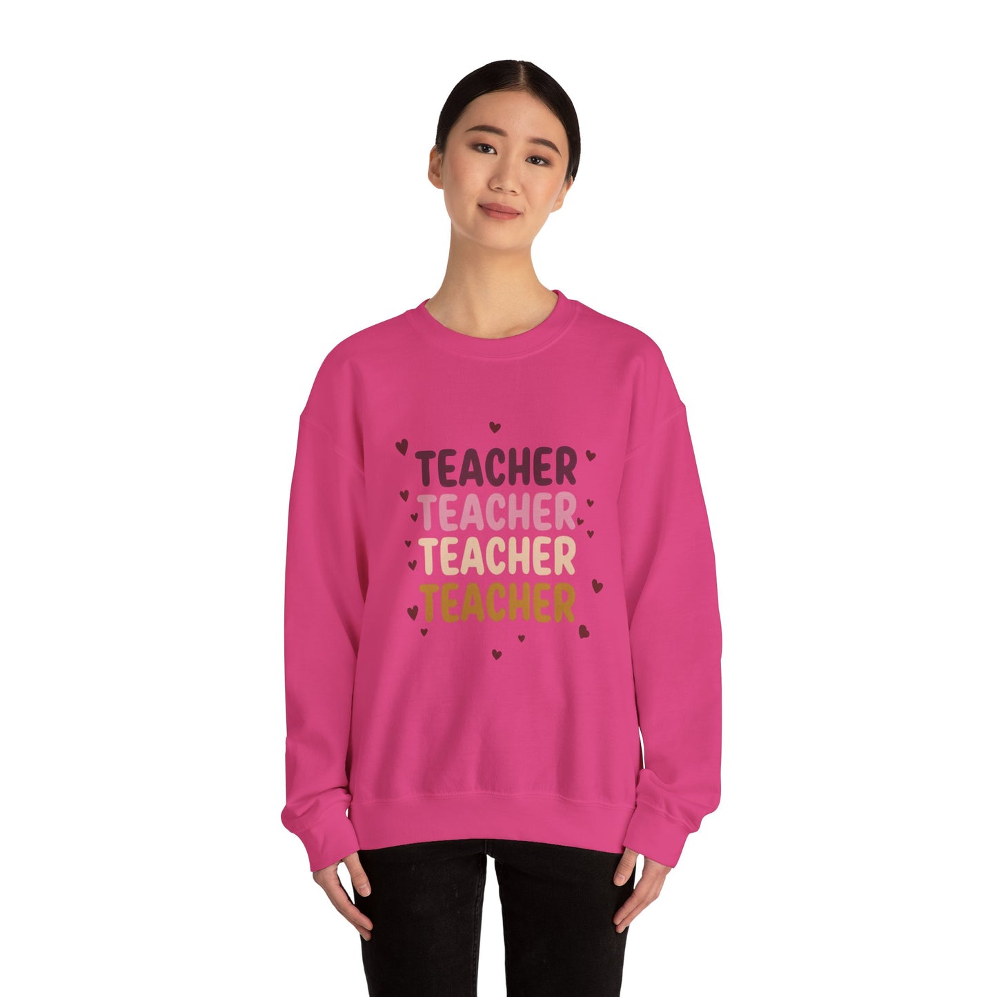 Teacher Appreciation Crewneck Sweatshirt with Heart Design