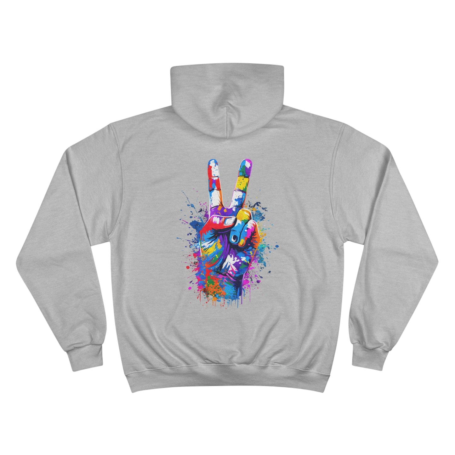 Colorful Peace Sign Champion Hoodie – Vibrant Streetwear for Casual Comfort