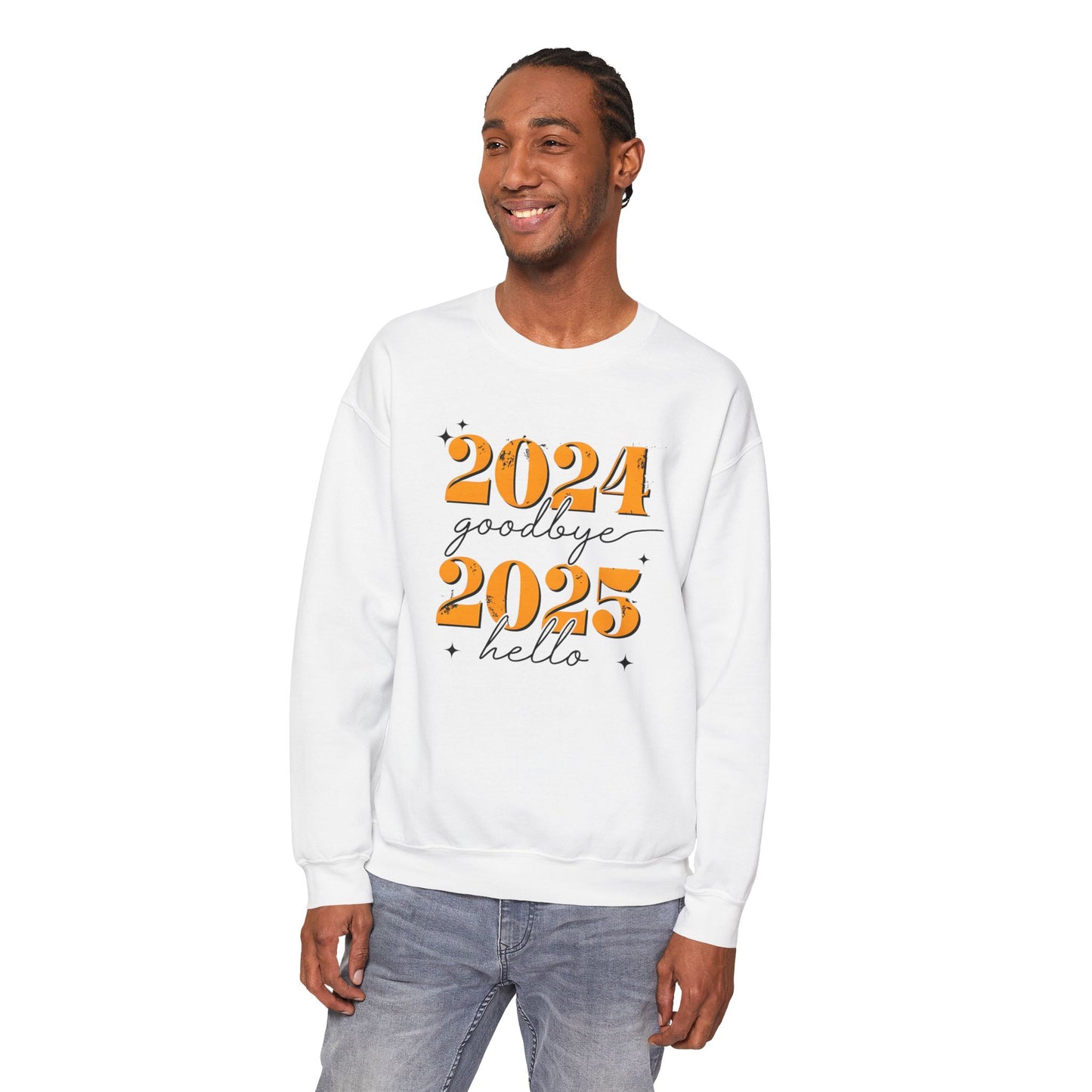 2024 Goodbye 2025 Hello Sweatshirt - Unisex Heavy Blend for Seasonal Celebrations