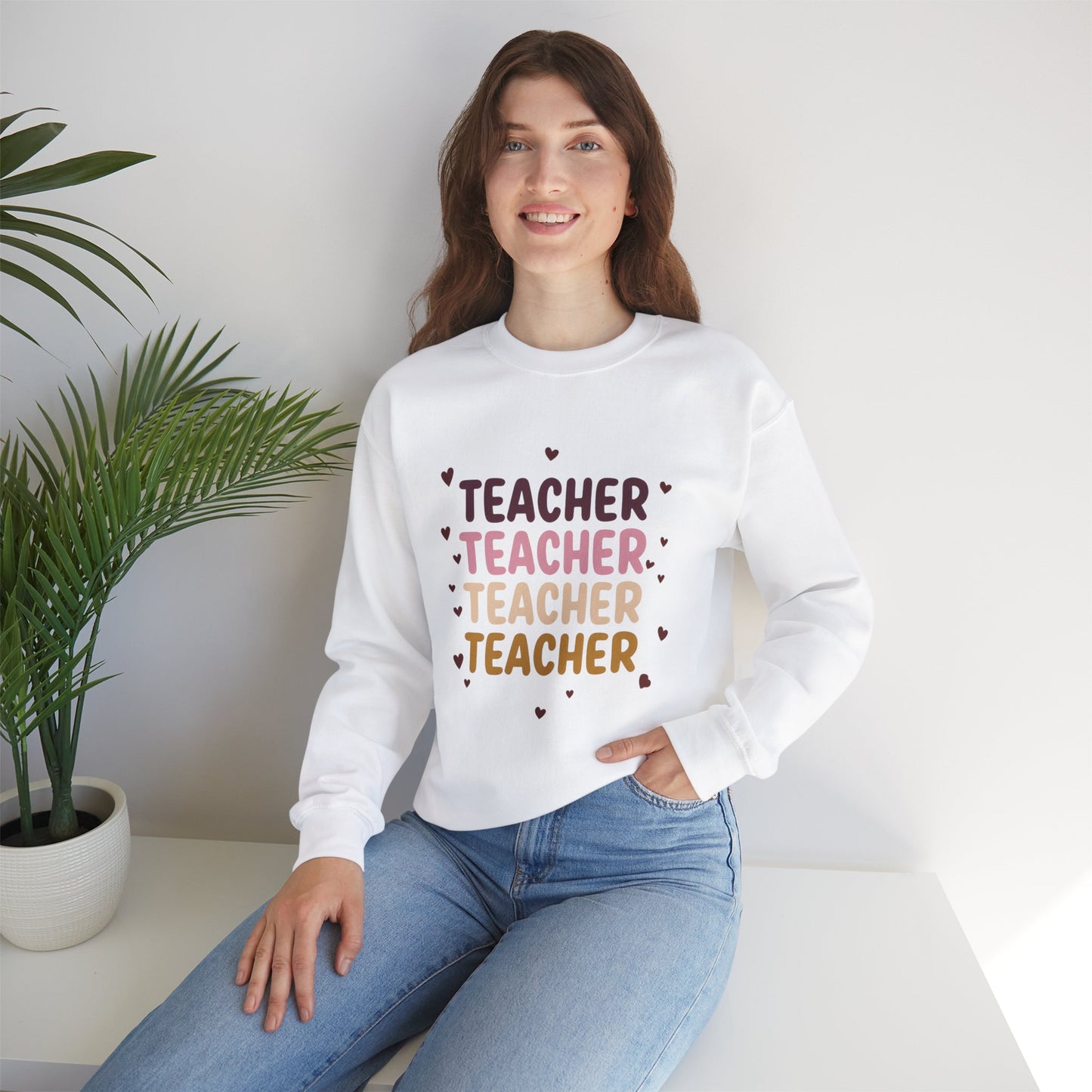 Teacher Appreciation Crewneck Sweatshirt with Heart Design