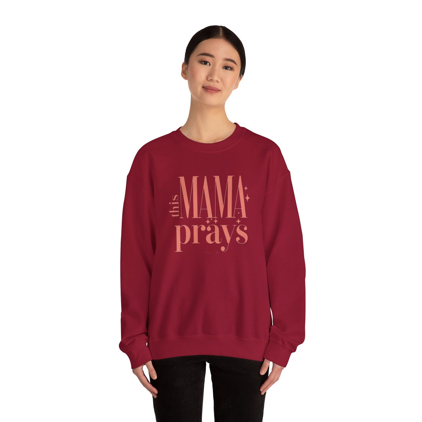 This Mama Prays Sweatshirt - Unisex Heavy Blend™ Crewneck for Moms