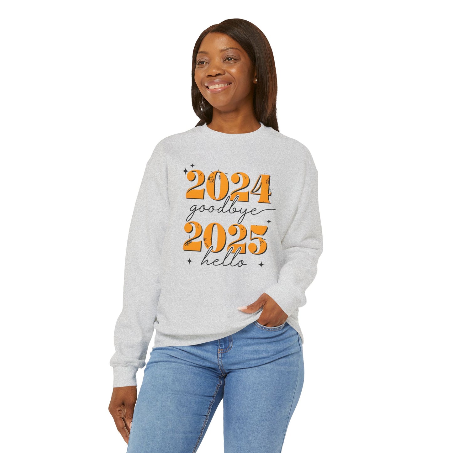 2024 Goodbye 2025 Hello Sweatshirt - Unisex Heavy Blend for Seasonal Celebrations