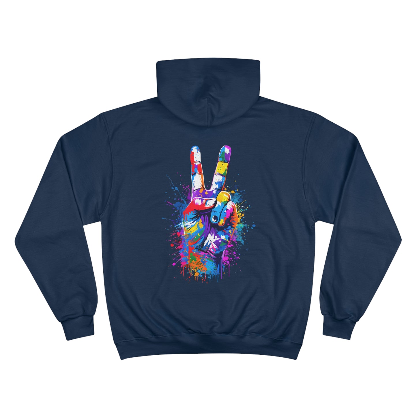 Colorful Peace Sign Champion Hoodie – Vibrant Streetwear for Casual Comfort