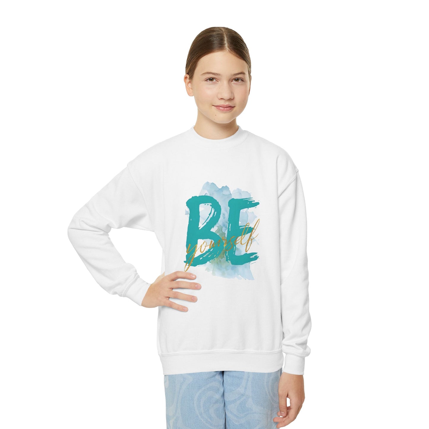 Youth Crewneck Sweatshirt - "Be Yourself" Inspirational Design