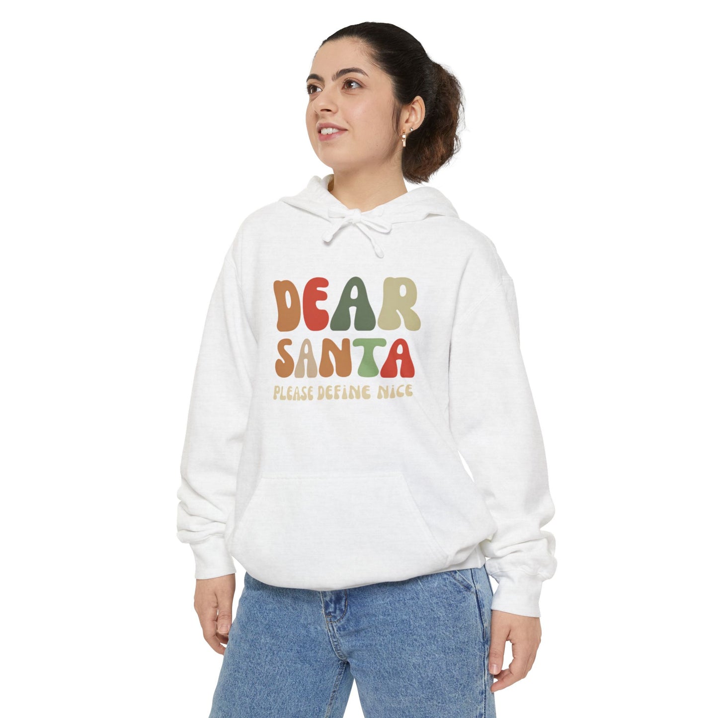 Dear Santa Unisex Garment-Dyed Hoodie - Fun Holiday Sweatshirt