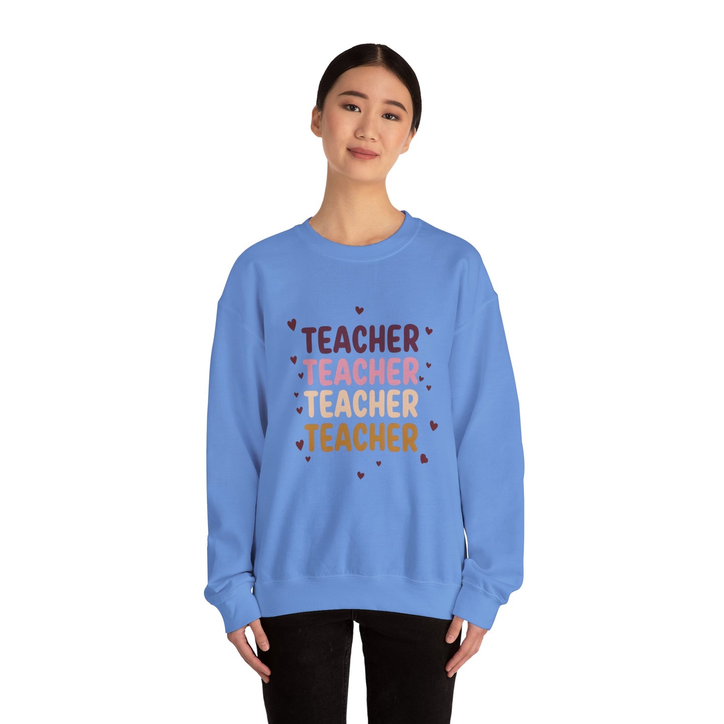 Teacher Appreciation Crewneck Sweatshirt with Heart Design