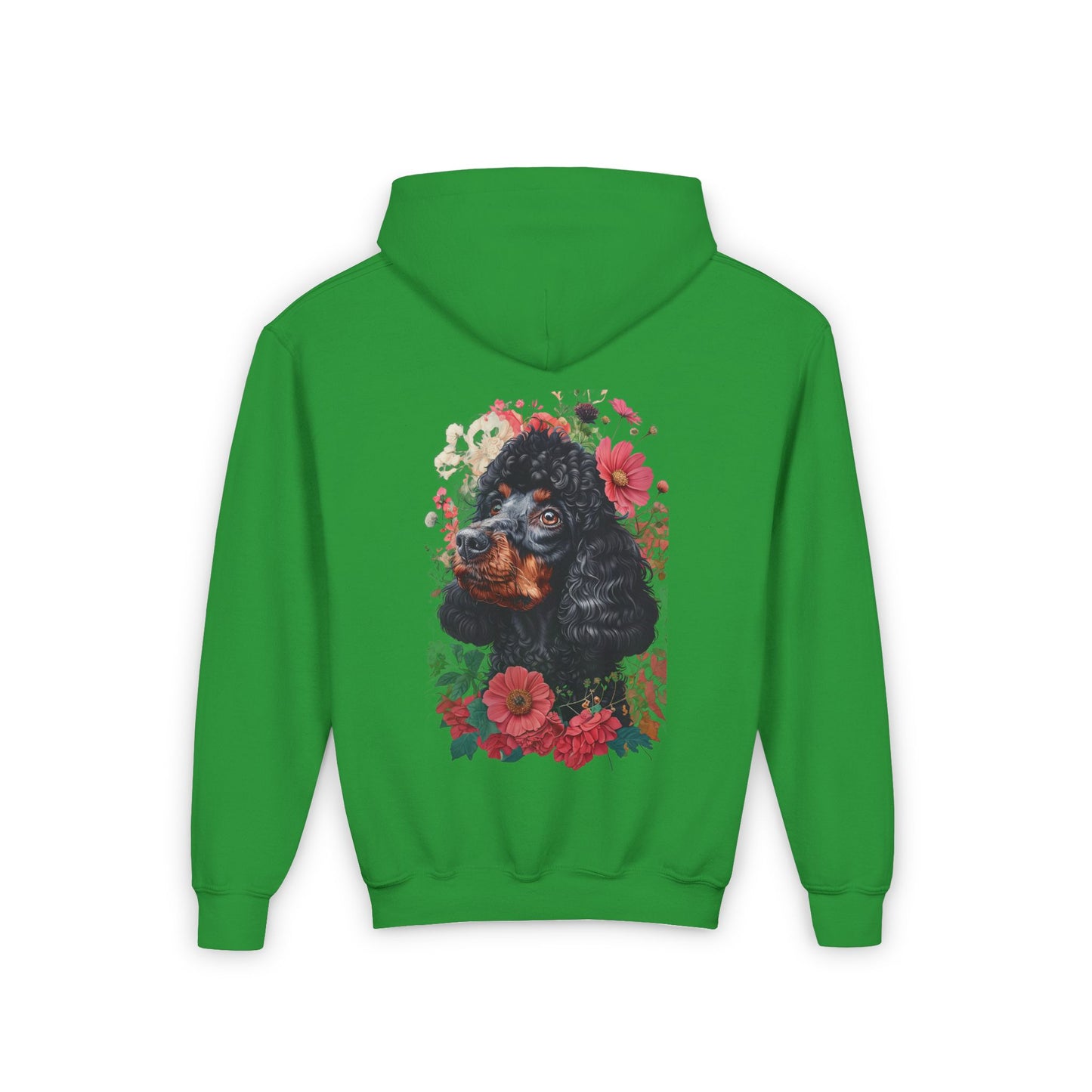 Floral Poodle Youth Hoodie – Cozy Pet-Lover Sweatshirt