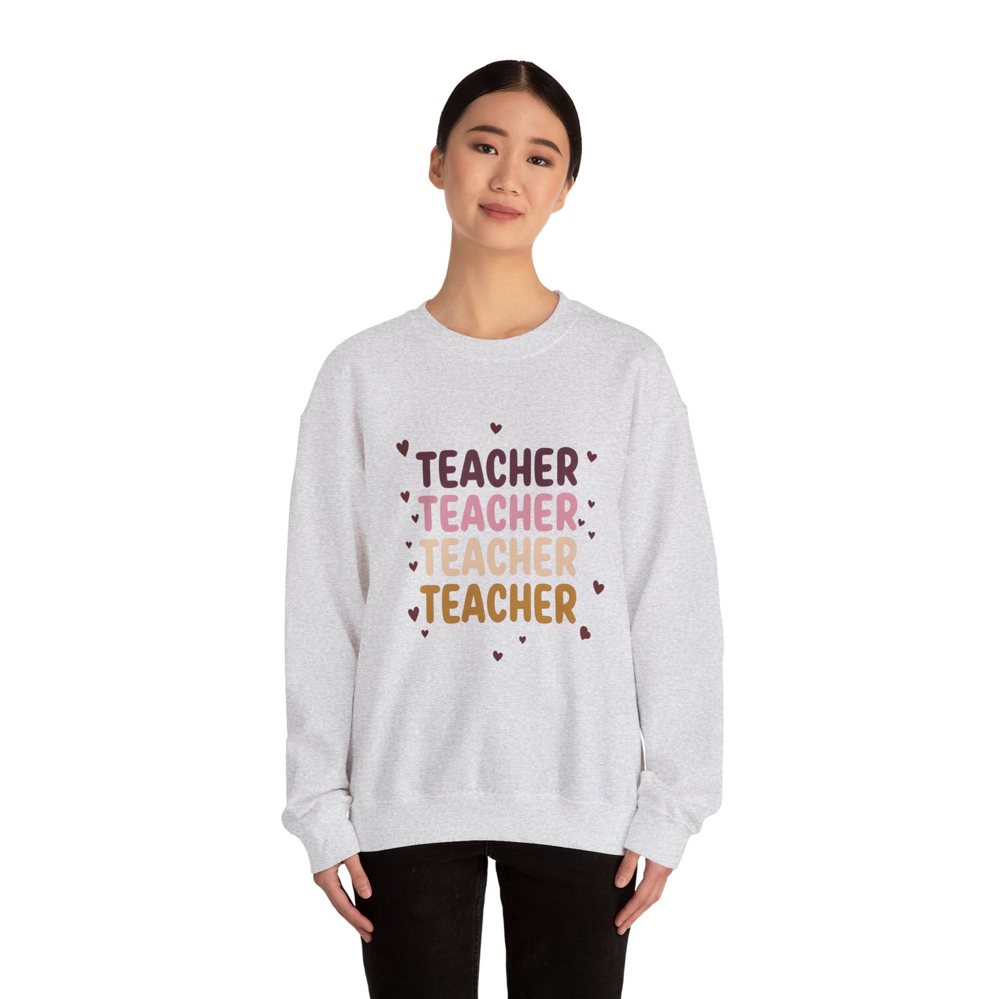 Teacher Appreciation Crewneck Sweatshirt with Heart Design