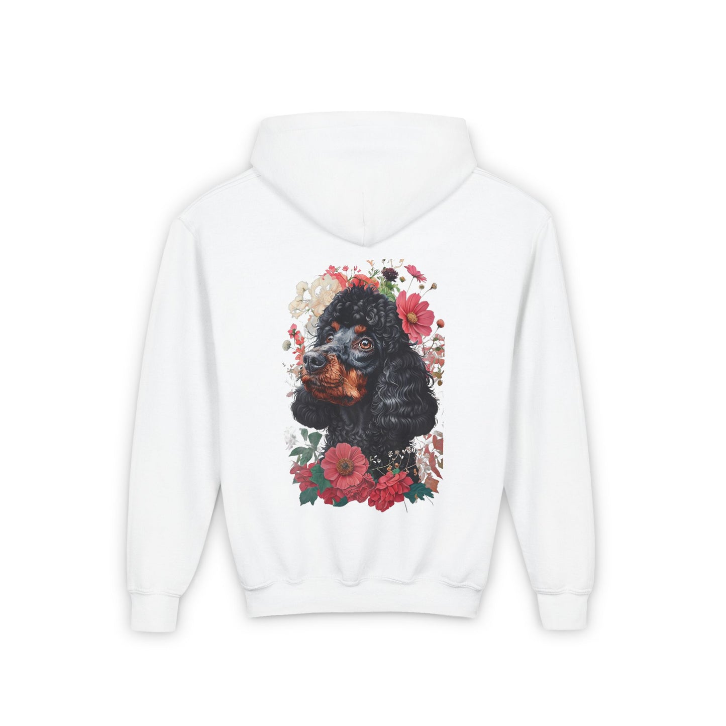 Floral Poodle Youth Hoodie – Cozy Pet-Lover Sweatshirt