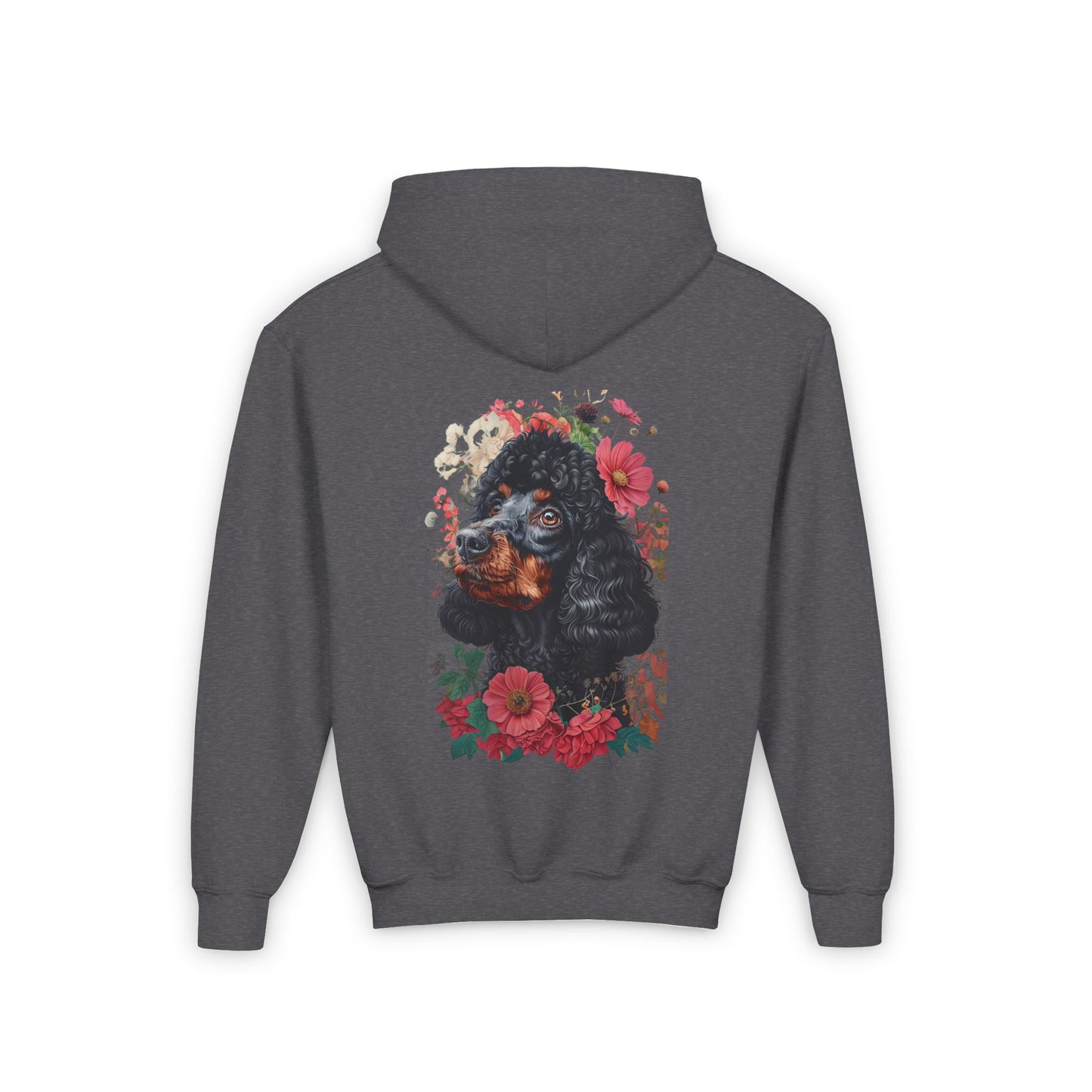 Floral Poodle Youth Hoodie – Cozy Pet-Lover Sweatshirt