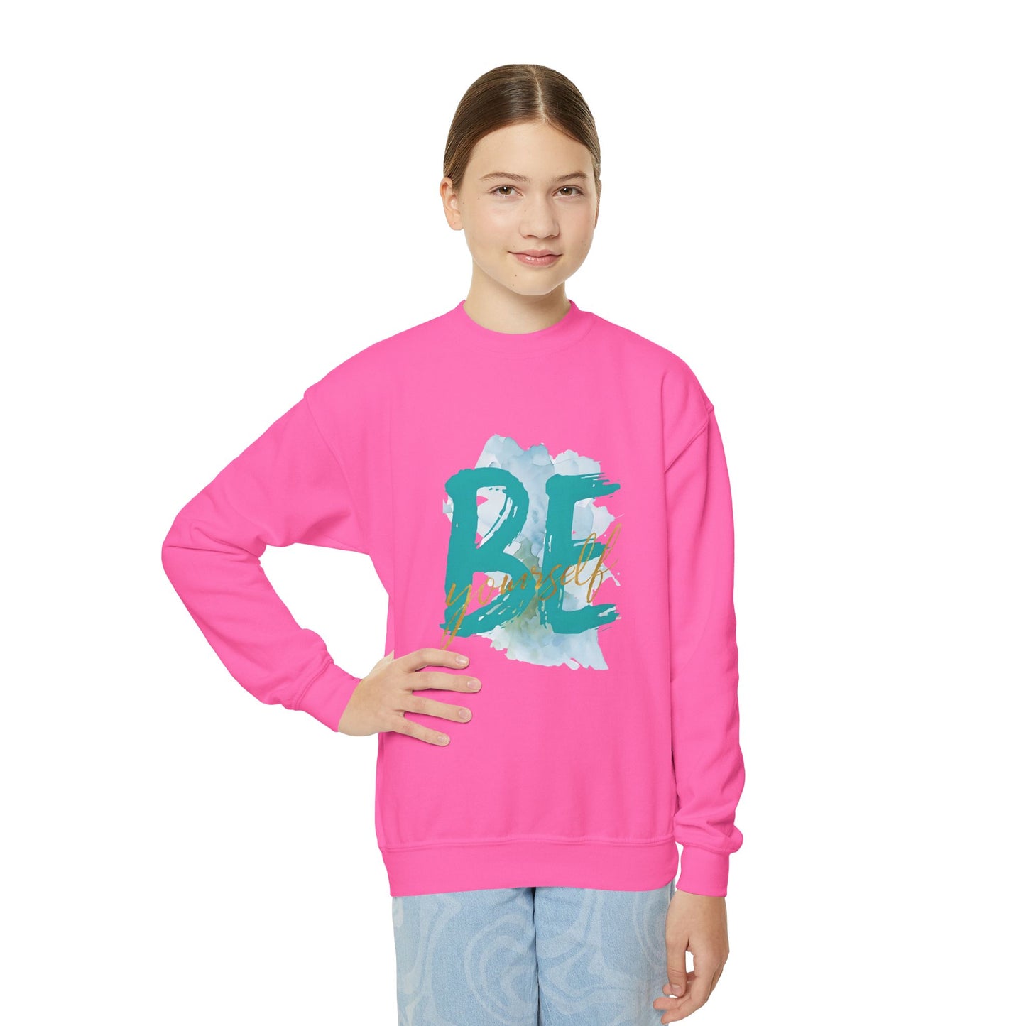 Youth Crewneck Sweatshirt - "Be Yourself" Inspirational Design