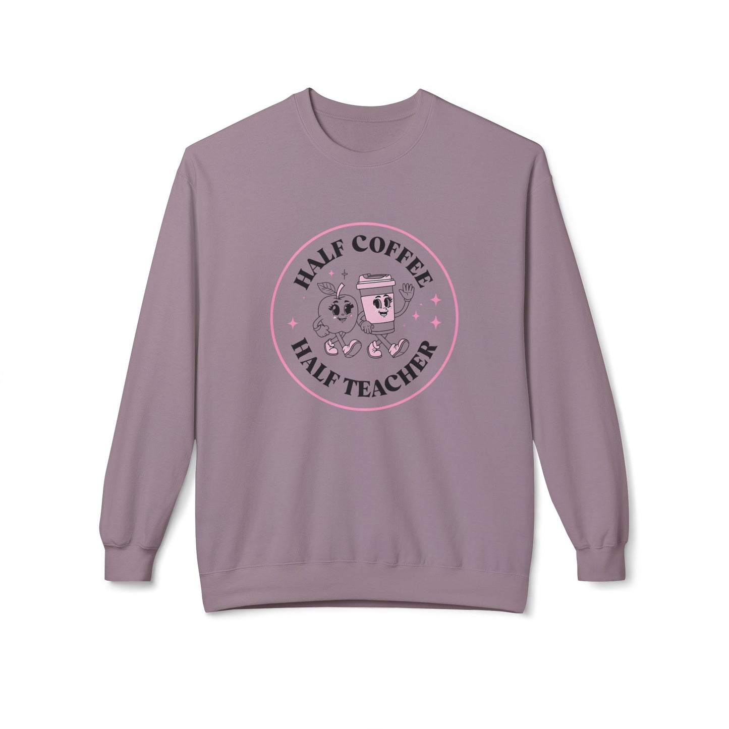 Half Coffee Half Teacher Crewneck Sweatshirt - Cozy Gift for Educators