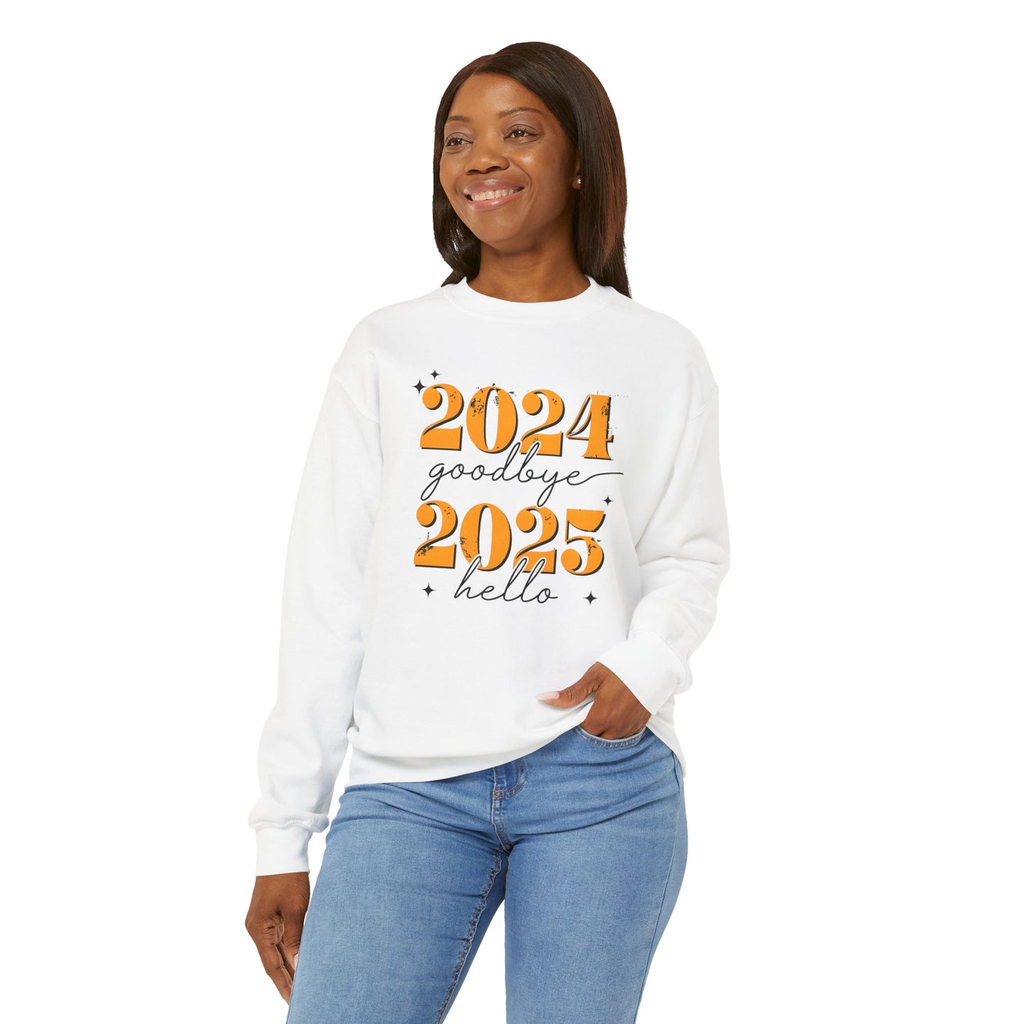 2024 Goodbye 2025 Hello Sweatshirt - Unisex Heavy Blend for Seasonal Celebrations