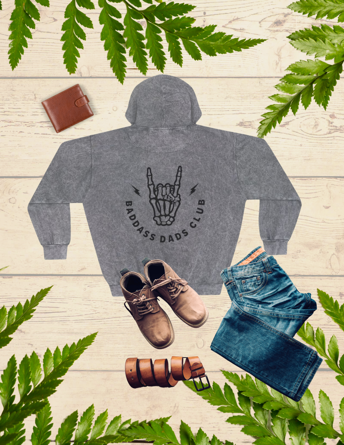 Baddass Dads Club Hoodie - Unisex Mineral Wash Sweatshirt for Dads