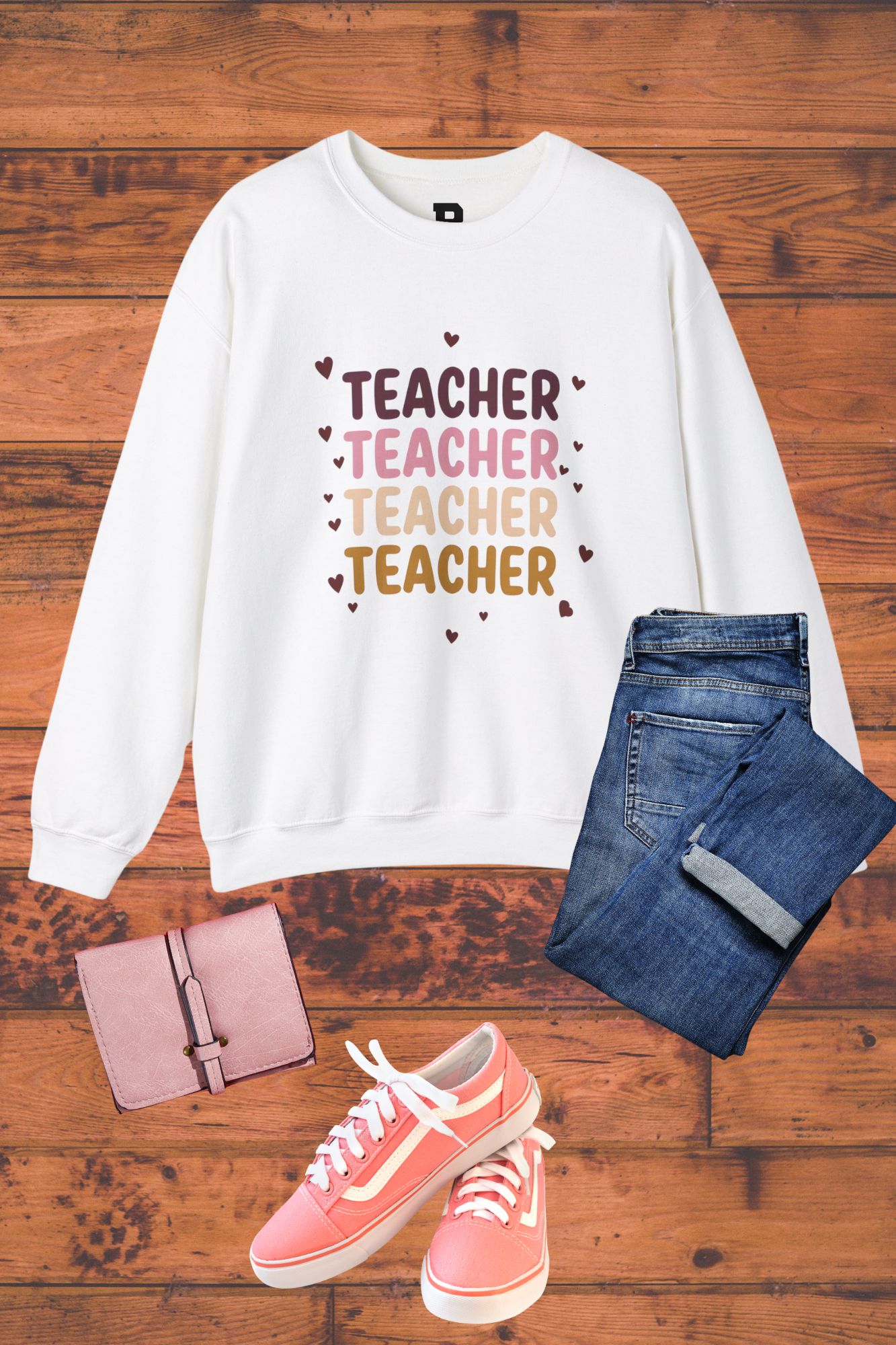 Teacher Appreciation Crewneck Sweatshirt with Heart Design