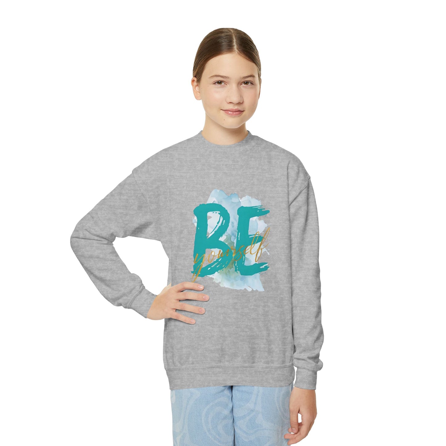 Youth Crewneck Sweatshirt - "Be Yourself" Inspirational Design