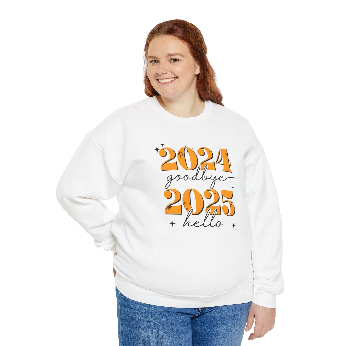 2024 Goodbye 2025 Hello Sweatshirt - Unisex Heavy Blend for Seasonal Celebrations