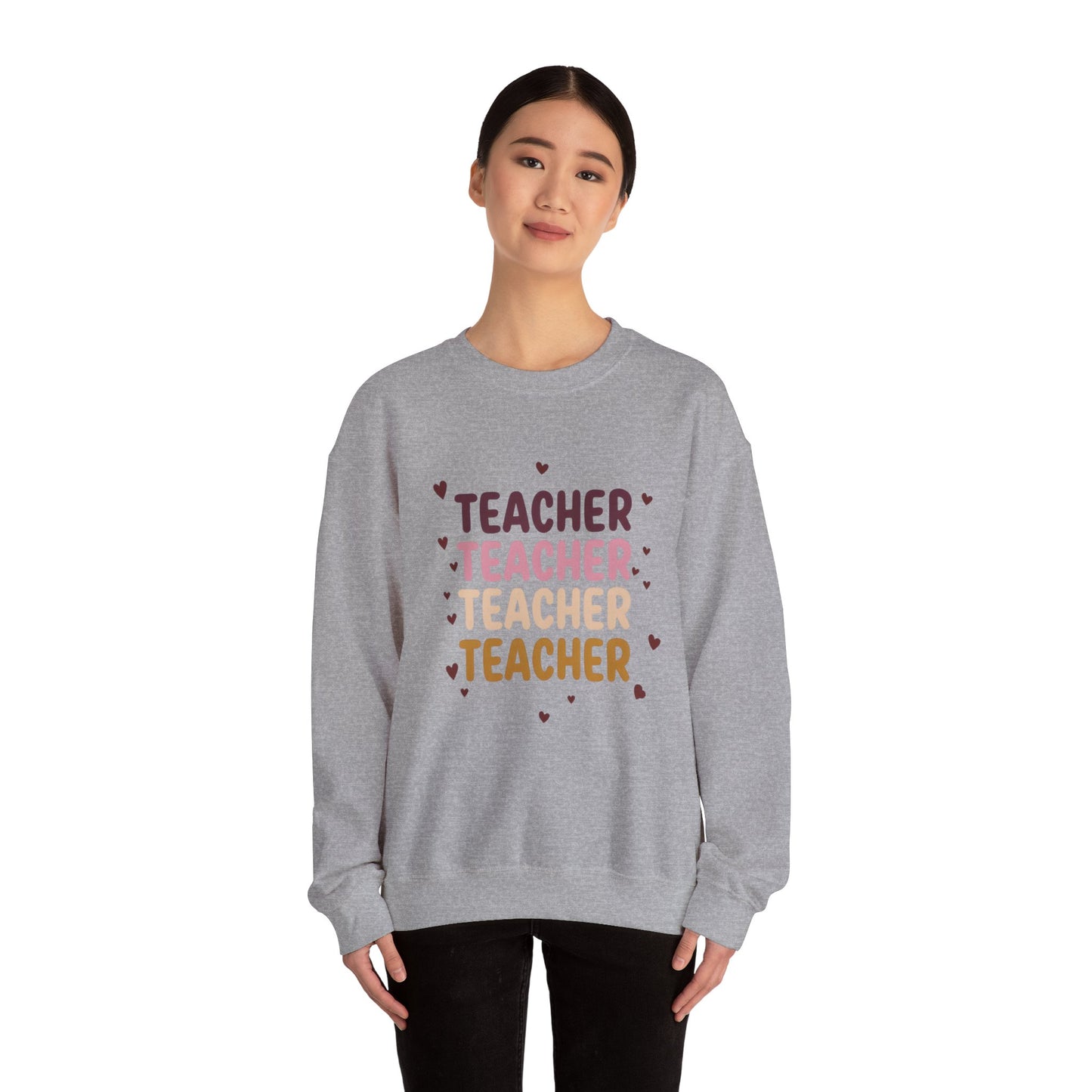 Teacher Appreciation Crewneck Sweatshirt with Heart Design