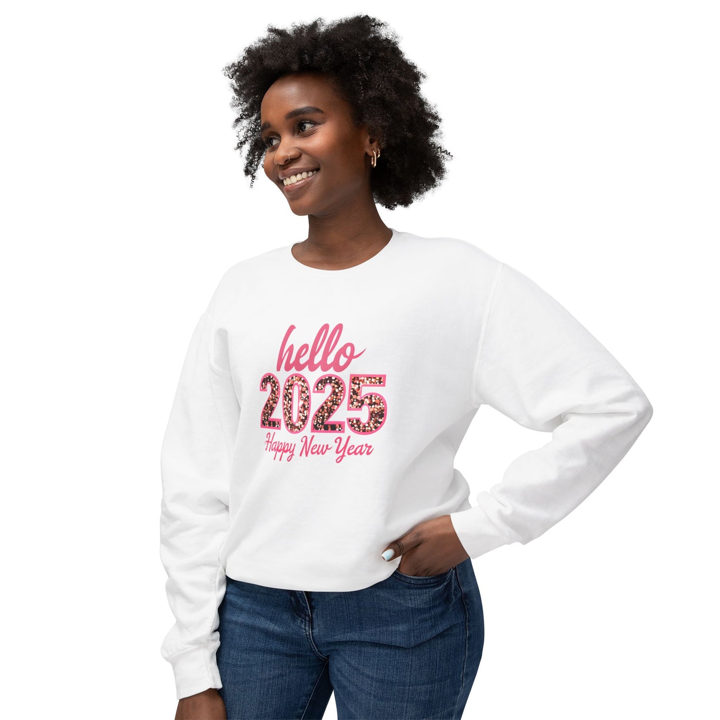 Unisex Lightweight Crewneck Sweatshirt - Happy New Year 2025 Design