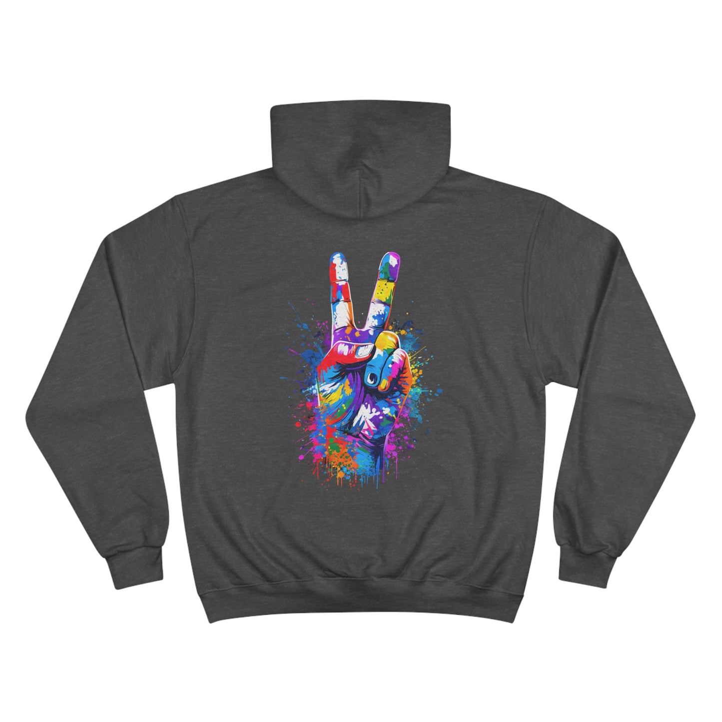 Colorful Peace Sign Champion Hoodie – Vibrant Streetwear for Casual Comfort