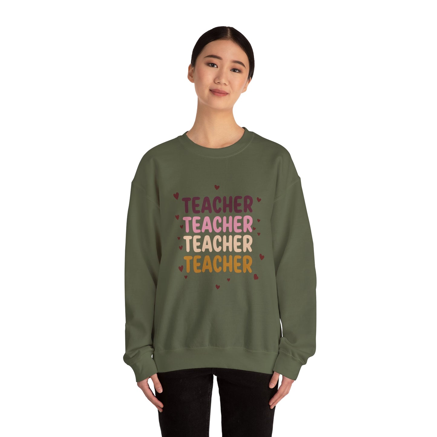 Teacher Appreciation Crewneck Sweatshirt with Heart Design