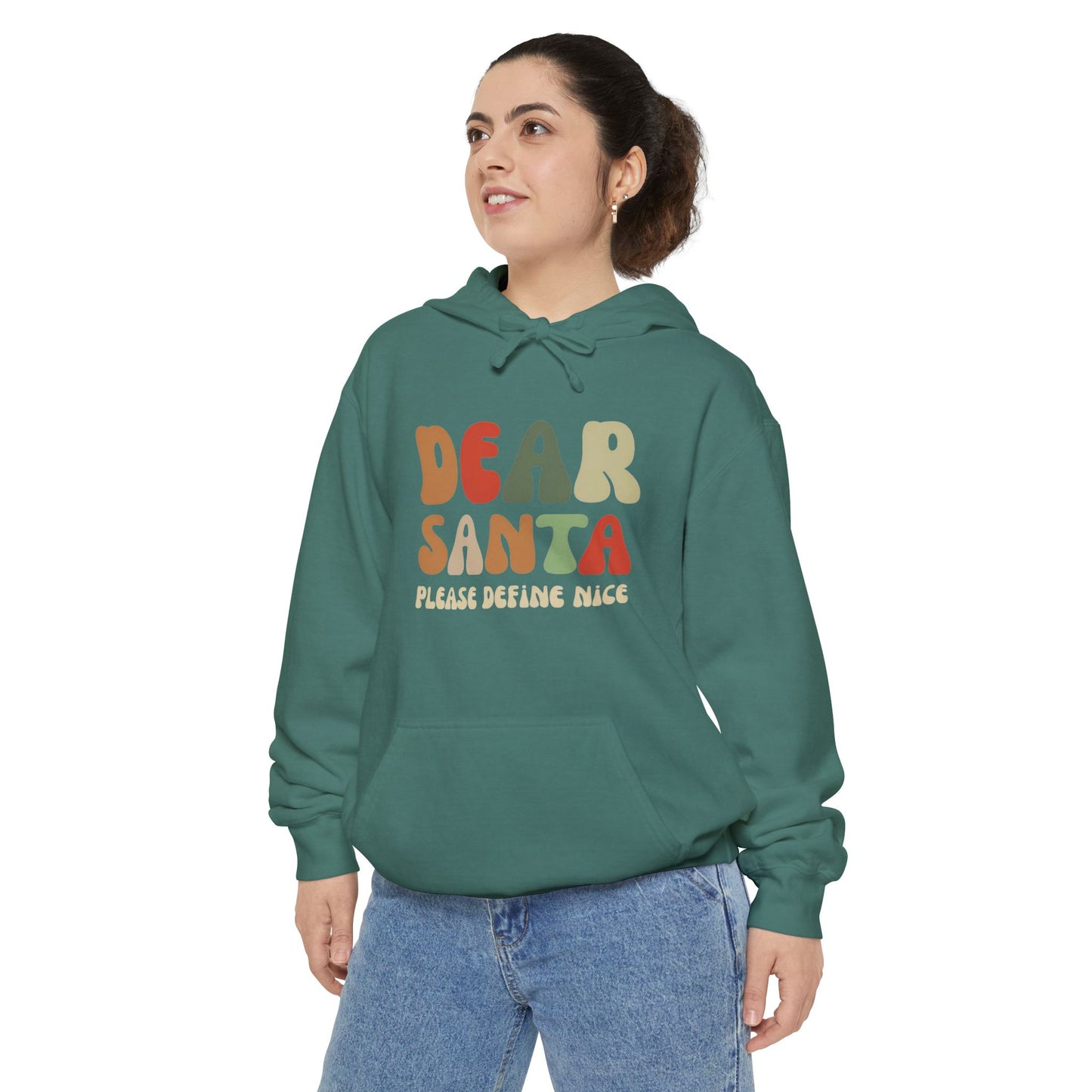 Dear Santa Unisex Garment-Dyed Hoodie - Fun Holiday Sweatshirt