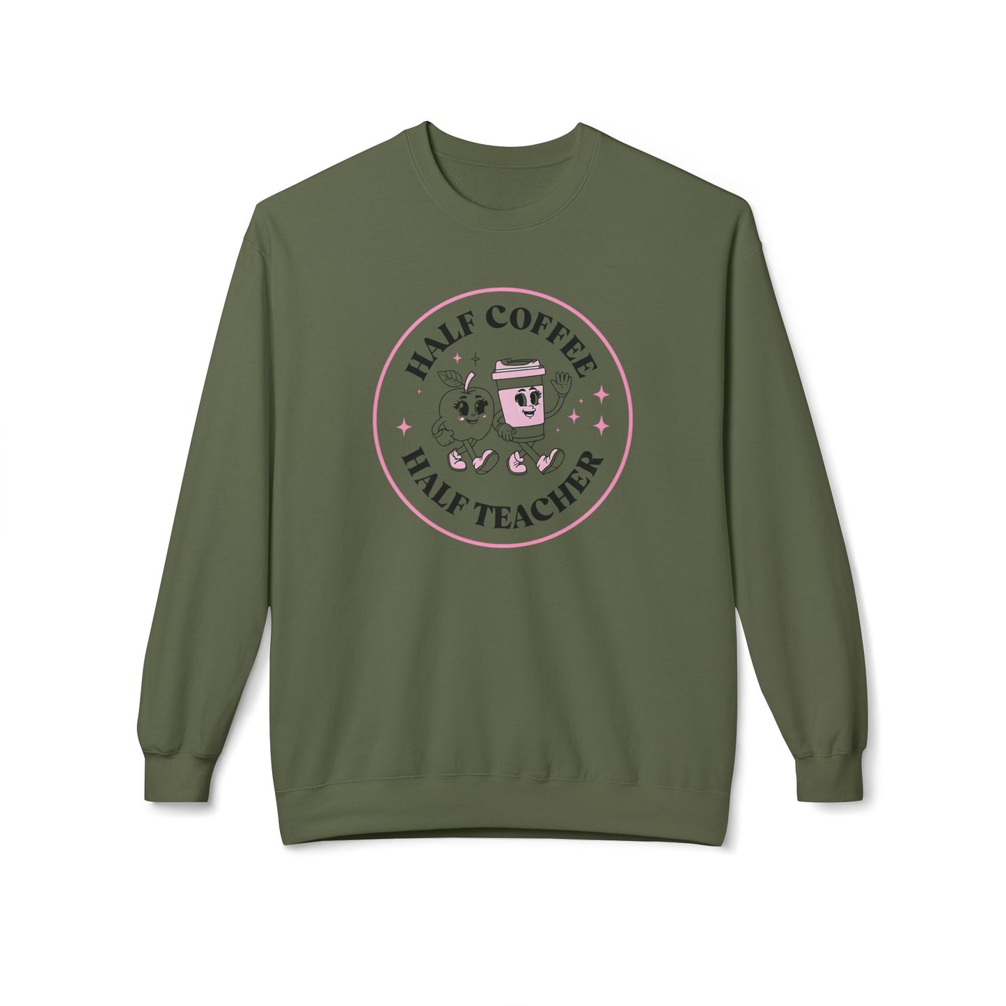 Half Coffee Half Teacher Crewneck Sweatshirt - Cozy Gift for Educators