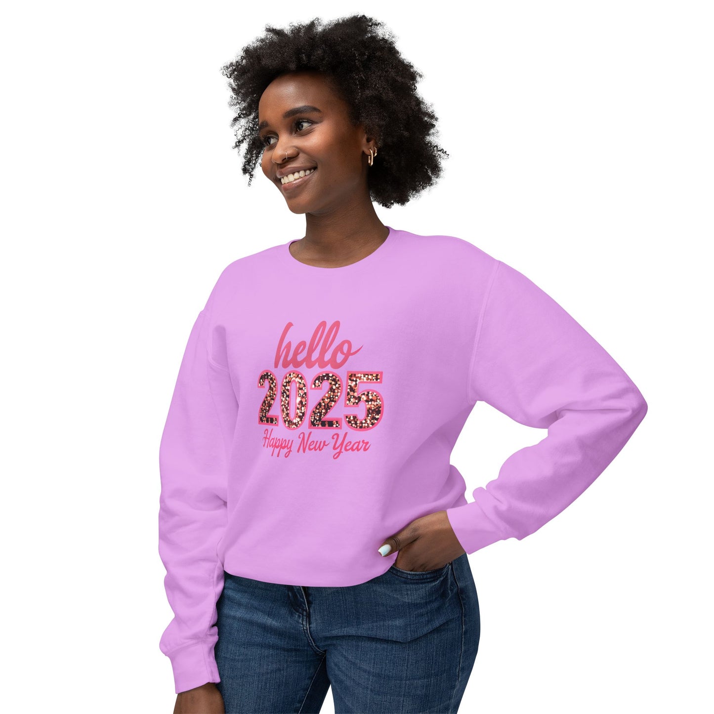 Unisex Lightweight Crewneck Sweatshirt - Happy New Year 2025 Design