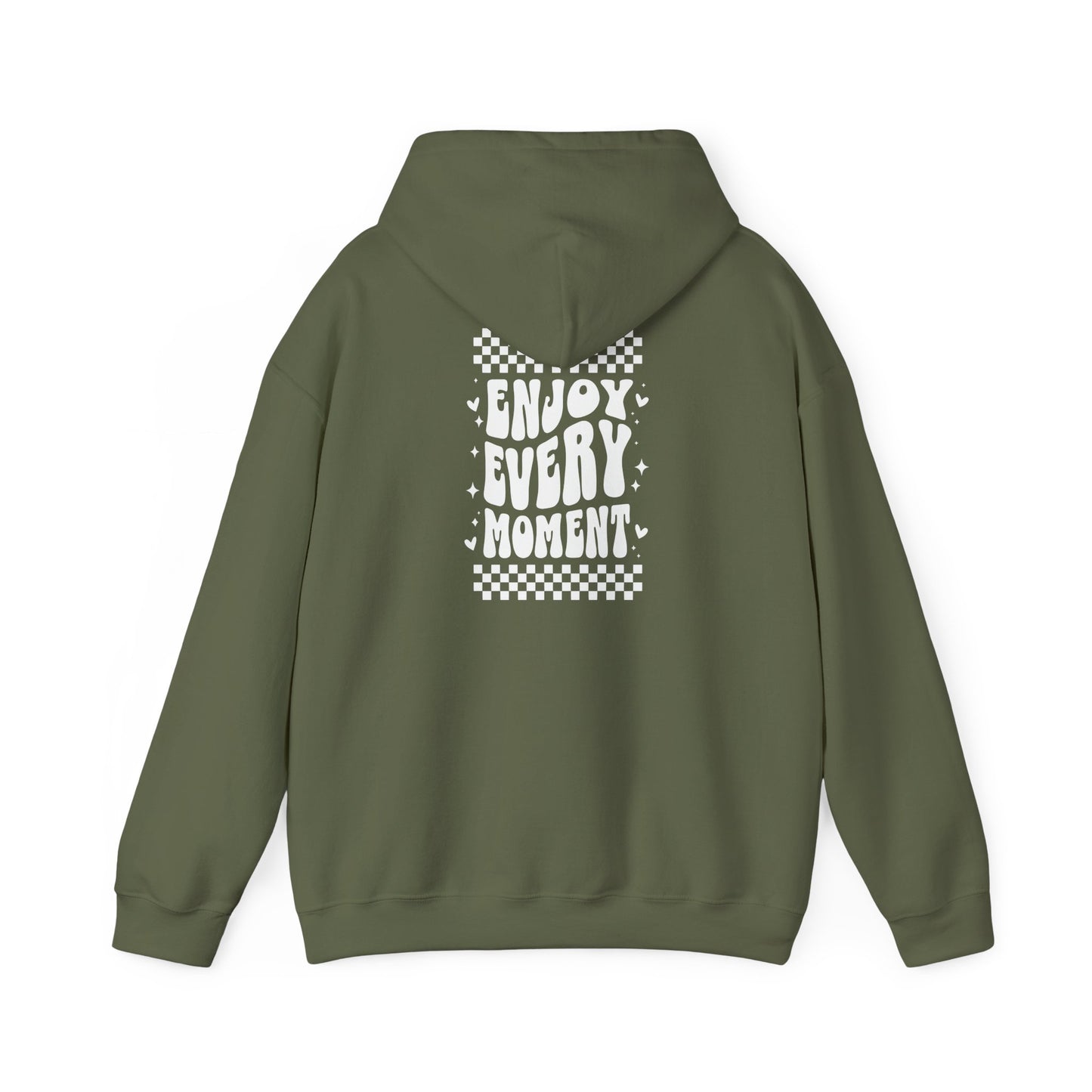 Enjoy Every Moment Unisex Hooded Sweatshirt - Cozy Black Hoodie for Everyday Comfort