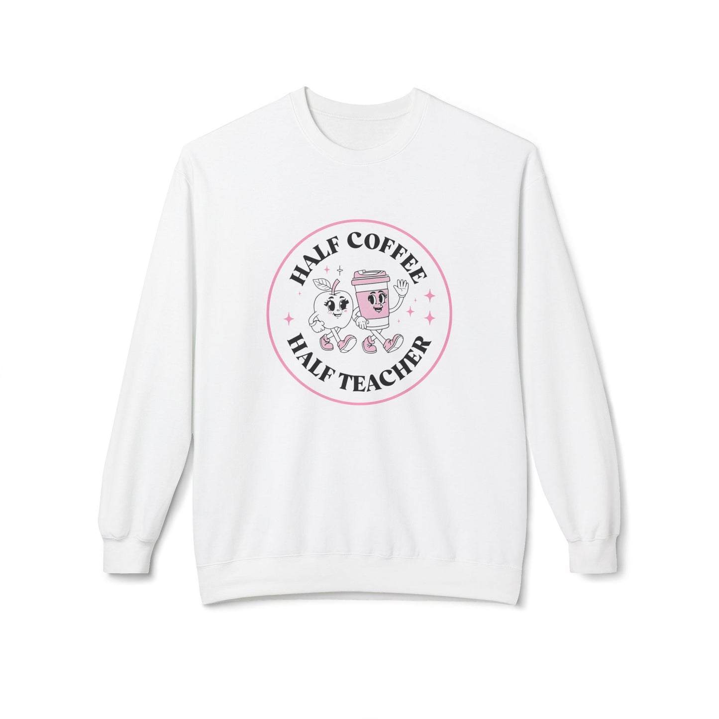 Half Coffee Half Teacher Crewneck Sweatshirt - Cozy Gift for Educators