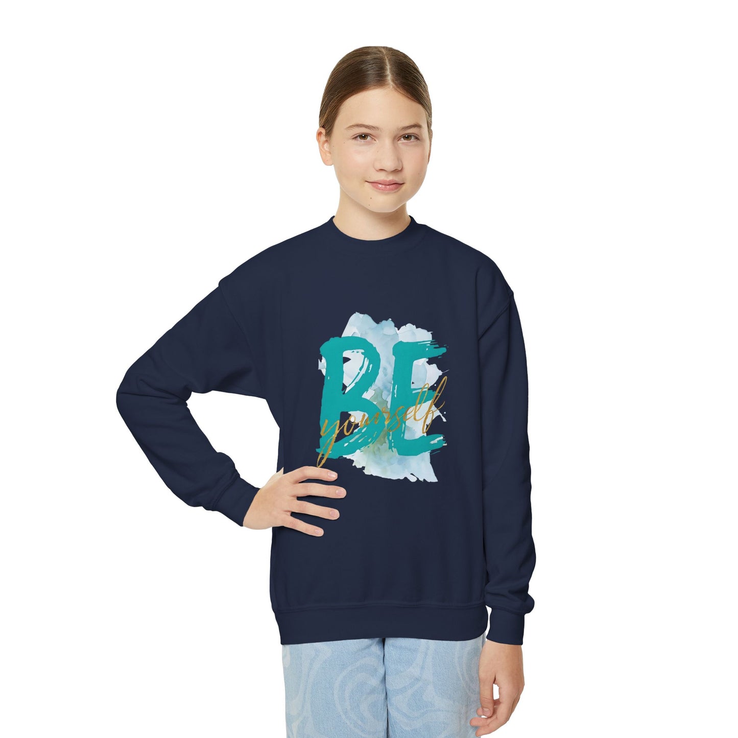 Youth Crewneck Sweatshirt - "Be Yourself" Inspirational Design