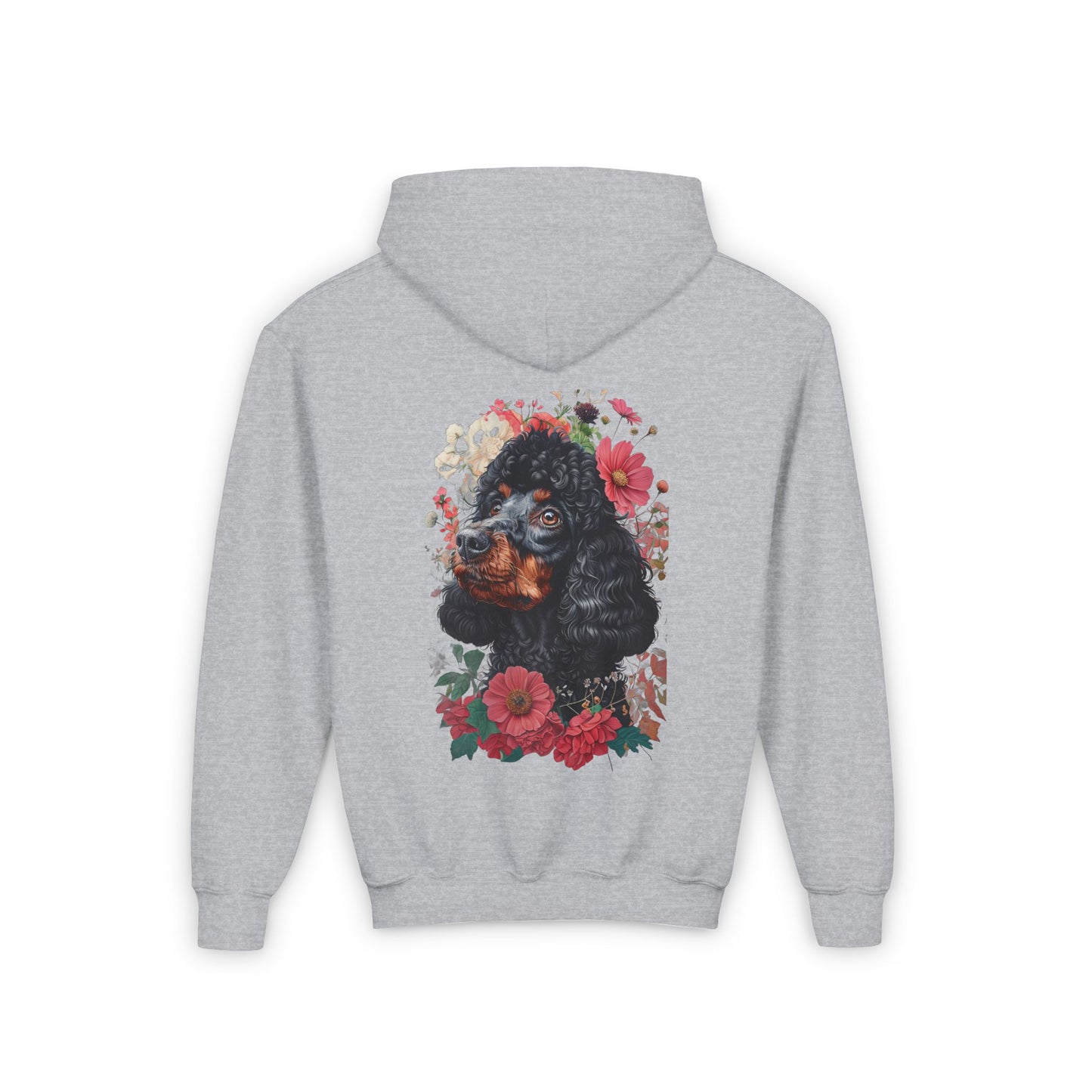 Floral Poodle Youth Hoodie – Cozy Pet-Lover Sweatshirt