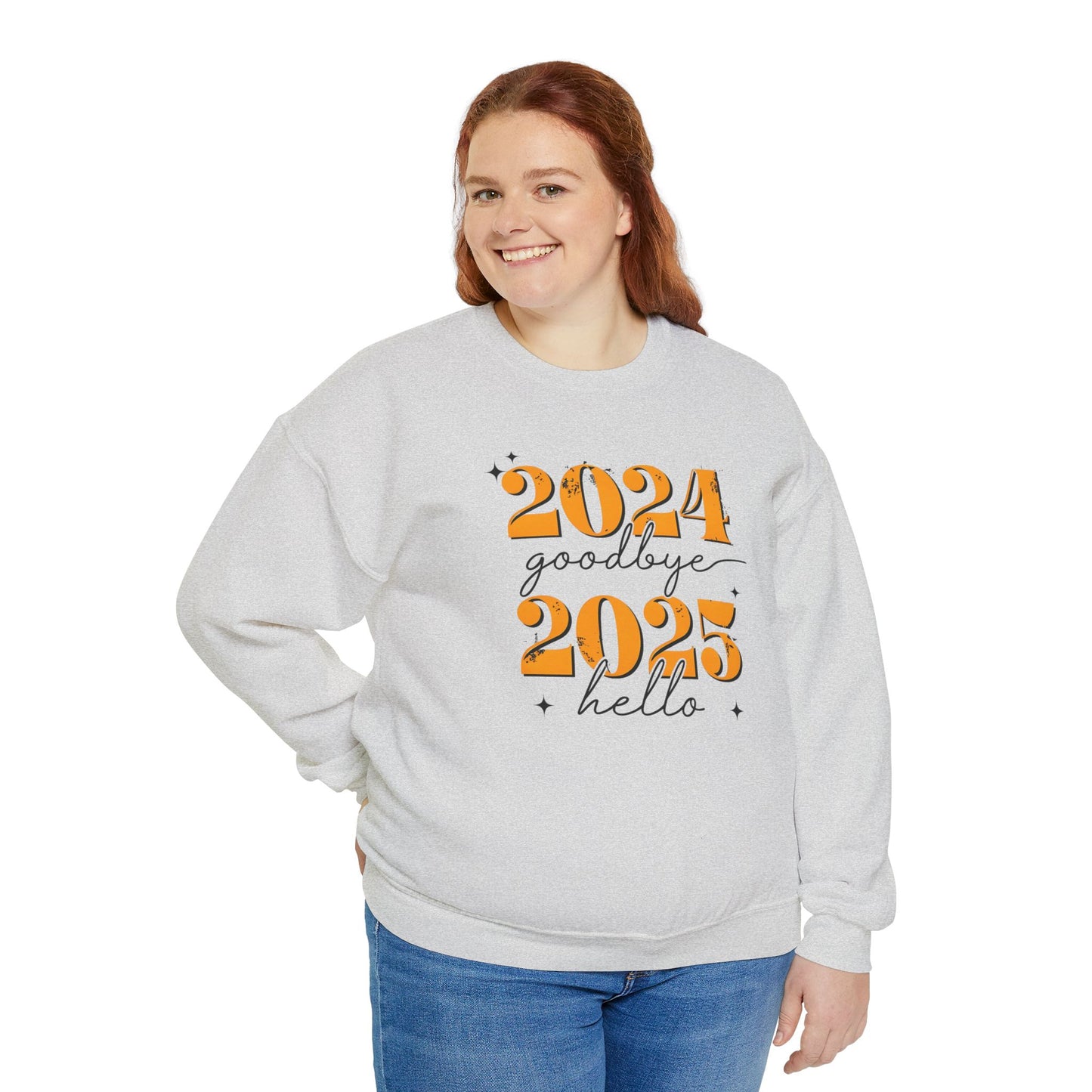 2024 Goodbye 2025 Hello Sweatshirt - Unisex Heavy Blend for Seasonal Celebrations