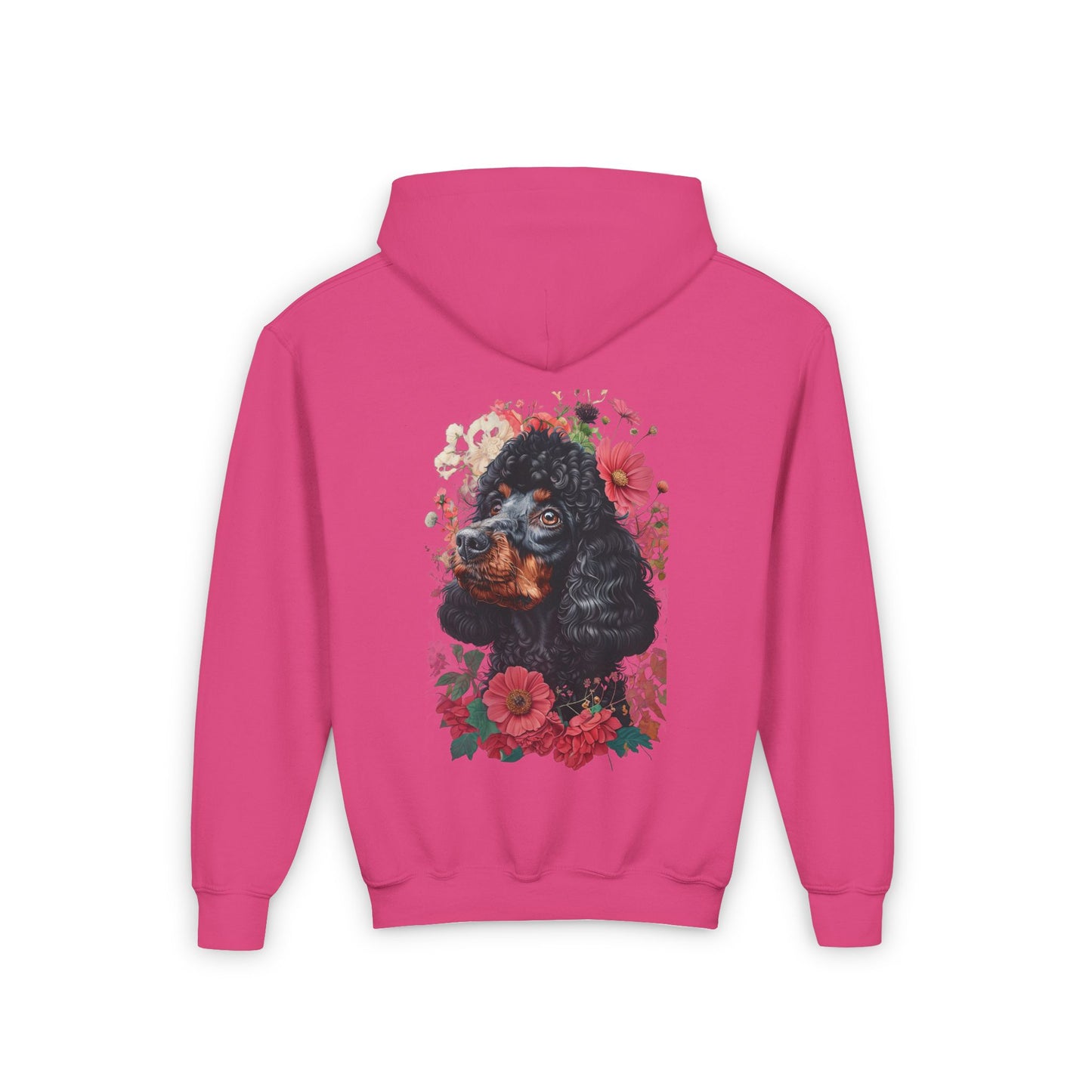 Floral Poodle Youth Hoodie – Cozy Pet-Lover Sweatshirt